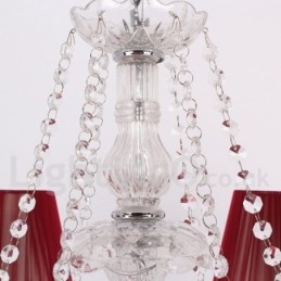 Lustre en cristal rouge K9 à 6 lumières de style bougie