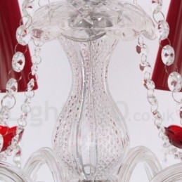 Lustre en cristal rouge K9 à 6 lumières de style bougie