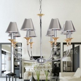 Lustre moderne contemporain à 8 lumières de style bougie chromé