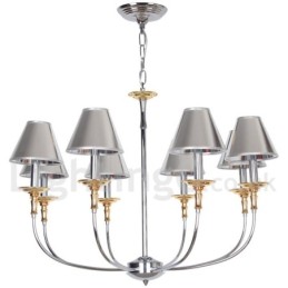 Lustre moderne contemporain à 8 lumières de style bougie chromé