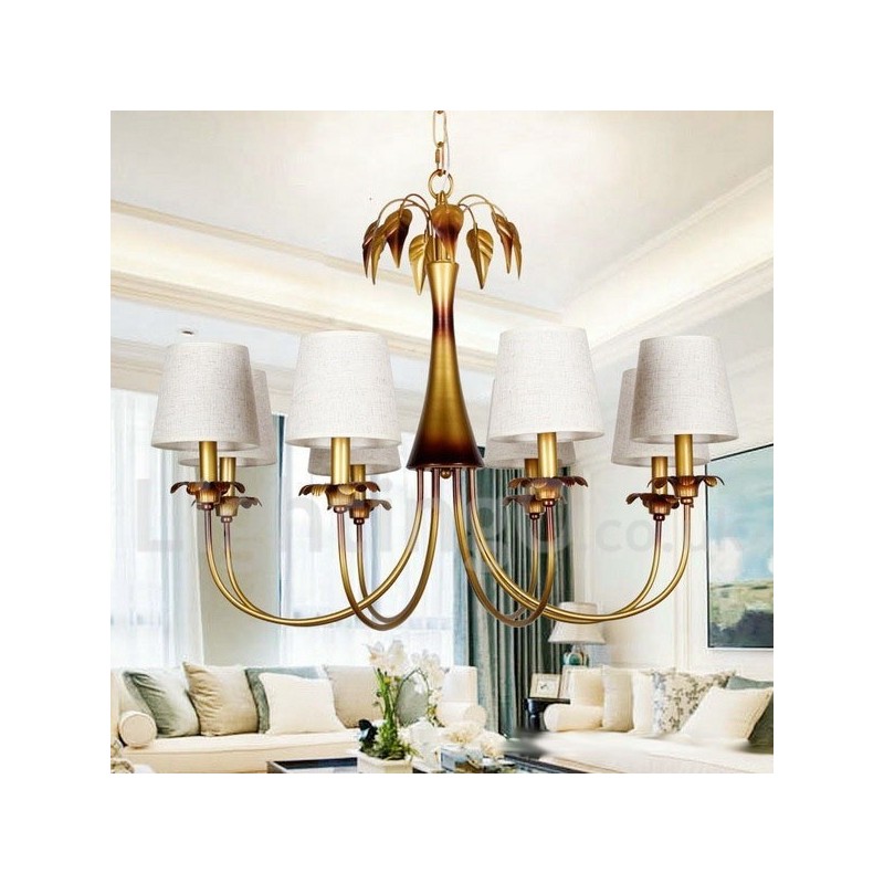 Lustre moderne contemporain rustique à 8 lumières de style bougie