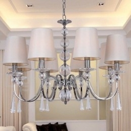 Lustre contemporain à 8 lumières en cristal K9 de style bougie