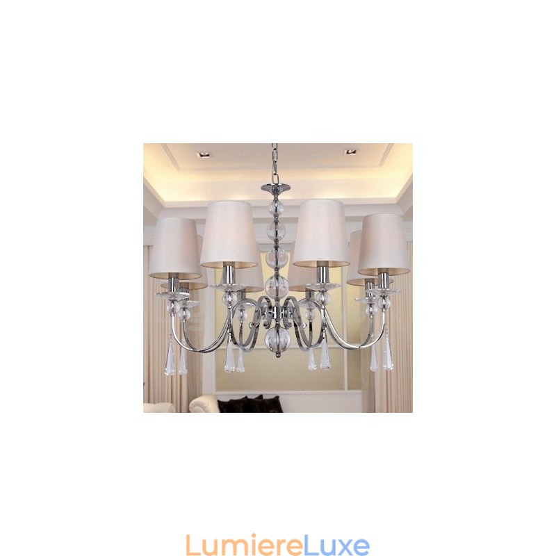 Lustre contemporain à 8 lumières en cristal K9 de style bougie