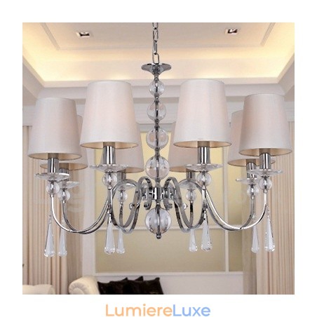 Lustre contemporain à 8 lumières en cristal K9 de style bougie
