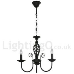 Lustre contemporain rétro noir à 3 lumières de style bougie