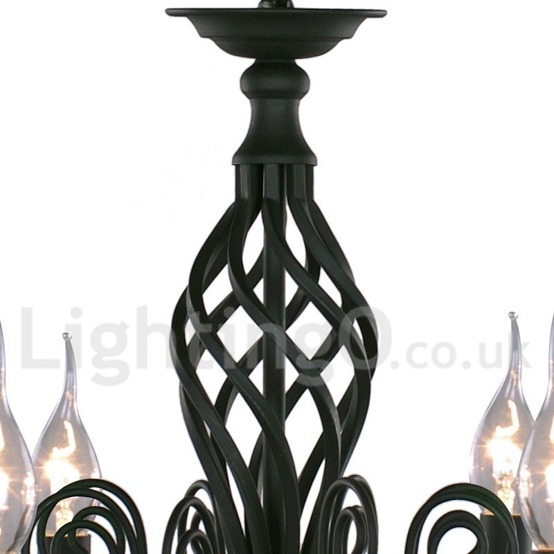 Lustre contemporain rétro noir à 3 lumières de style bougie