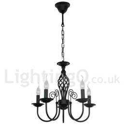 Lustre contemporain rétro noir à 5 lumières de style bougie