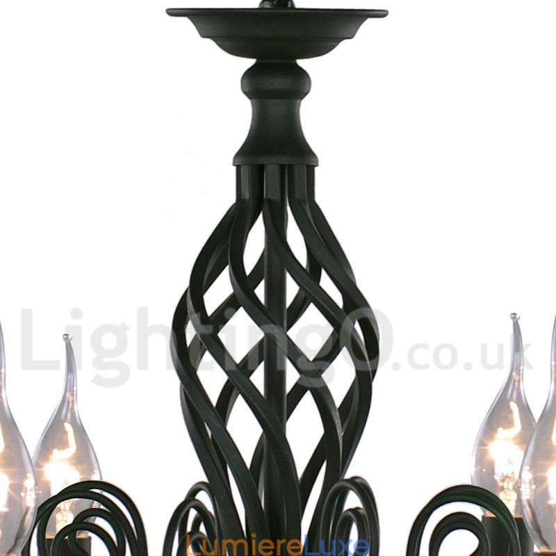 Lustre contemporain rétro noir à 5 lumières de style bougie