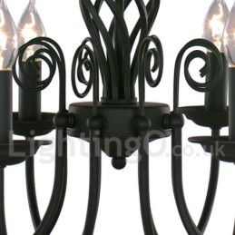 Lustre contemporain rétro noir à 5 lumières de style bougie