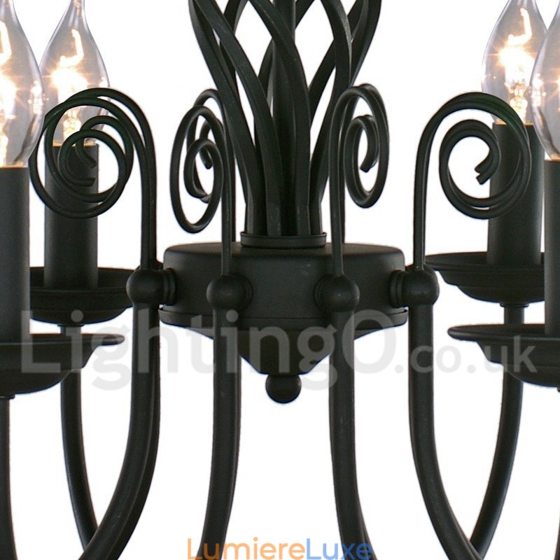 Lustre contemporain rétro noir à 5 lumières de style bougie