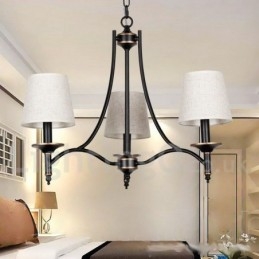 Lustre rustique rétro noir contemporain à 3 lumières de style bougie