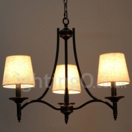 Lustre rustique rétro noir contemporain à 3 lumières de style bougie