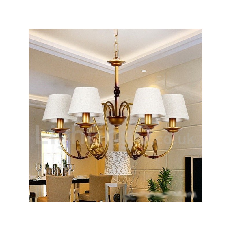 Lustre à 6 lumières de style bougie rétro rustique contemporain moderne