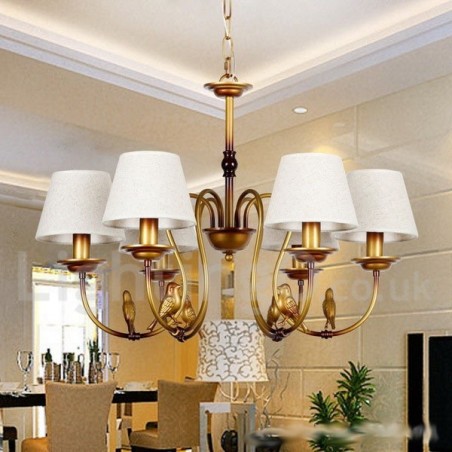 Lustre à 6 lumières de style bougie rétro rustique contemporain moderne