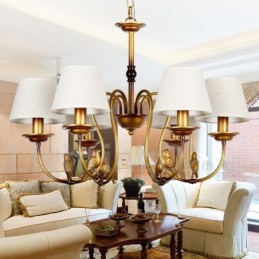 Lustre à 6 lumières de style bougie rétro rustique contemporain moderne