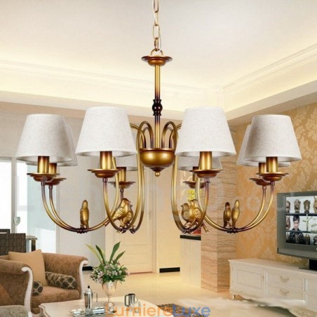 Lustre à 8 lumières de style bougie rétro rustique contemporain moderne