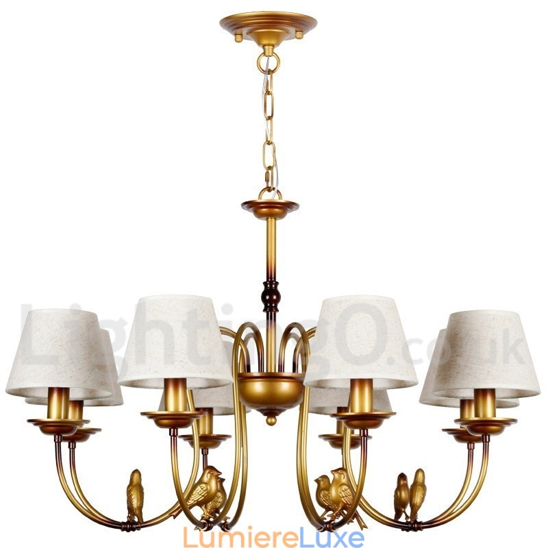 Lustre à 8 lumières de style bougie rétro rustique contemporain moderne
