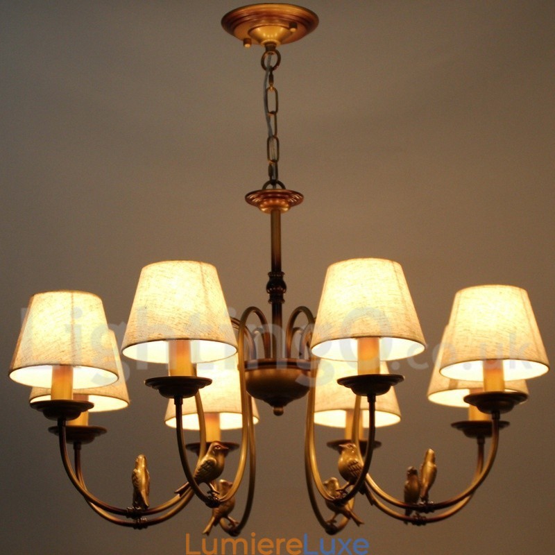 Lustre à 8 lumières de style bougie rétro rustique contemporain moderne