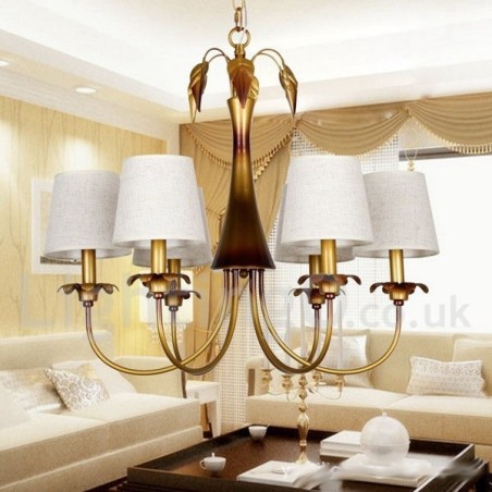 Lustre moderne contemporain rustique à 6 lumières de style bougie