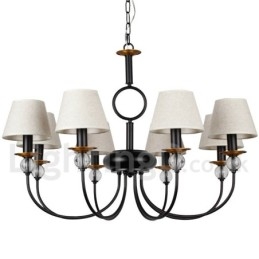 Lustre à 8 lumières rustique rétro noir de style méditerranéen contemporain de style bougie