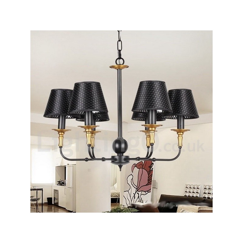 Lustre rétro rustique à 6 lumières de style bougie