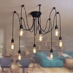 Lustre suspendu à 8 lumières, style traditionnel, classique et rétro, en métal