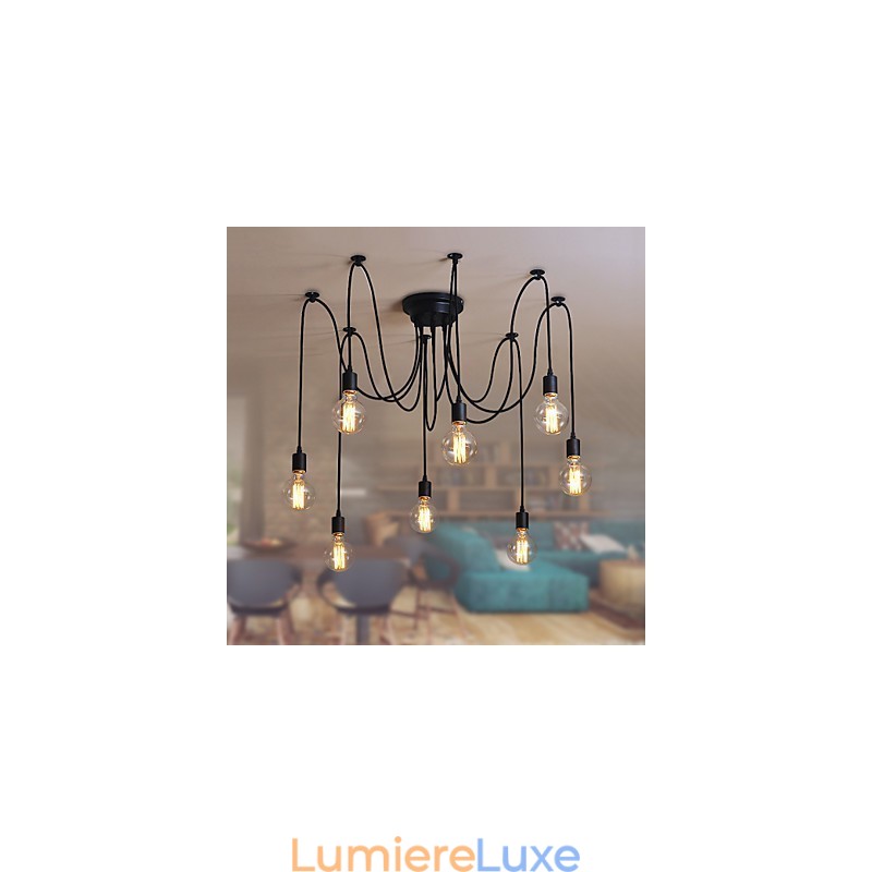 Lustre suspendu à 8 lumières, style traditionnel, classique et rétro, en métal