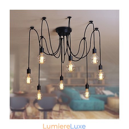 Lustre suspendu à 8 lumières, style traditionnel, classique et rétro, en métal Lustre suspendu à 8 lumières, style traditionnel, classique et rétro, en métal