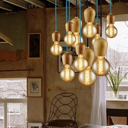 Lustre Mini Style Moderne Contemporain Bois Bambou