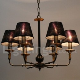 Lustre rétro rustique à 6 lumières de style bougie
