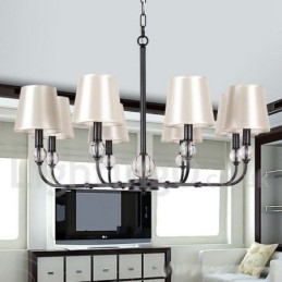 Lustre rustique rétro noir contemporain à 8 lumières de style bougie