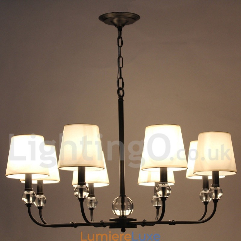 Lustre rustique rétro noir contemporain à 8 lumières de style bougie