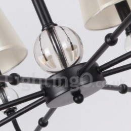 Lustre rustique rétro noir contemporain à 8 lumières de style bougie