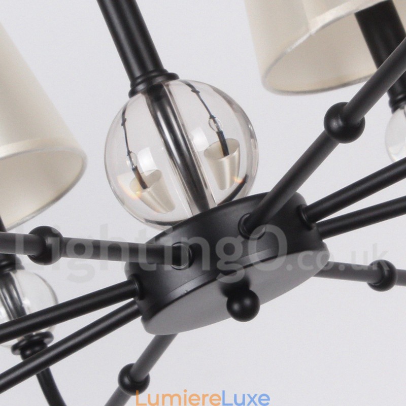 Lustre rustique rétro noir contemporain à 8 lumières de style bougie