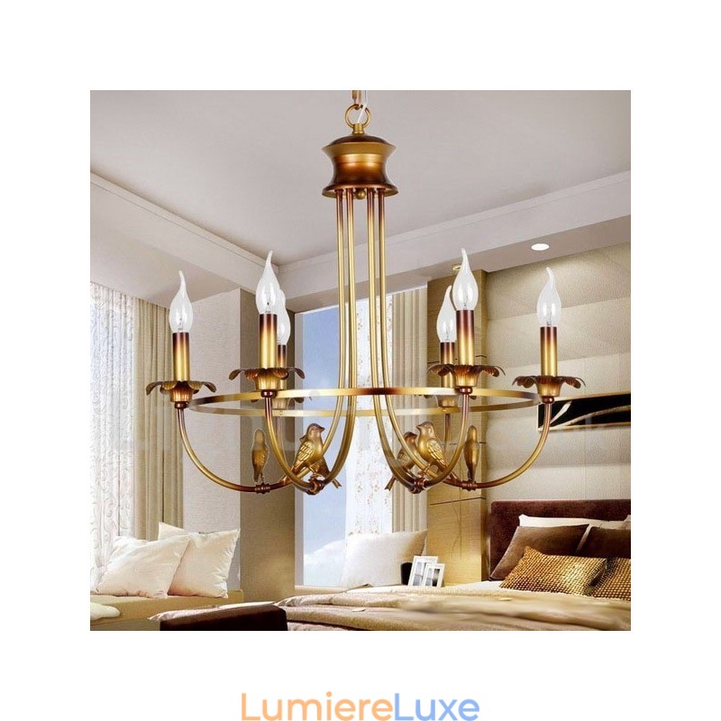 Lustre rétro à 6 lumières de style bougie