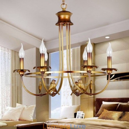 Lustre rétro à 6 lumières de style bougie