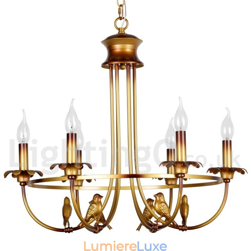 Lustre rétro à 6 lumières de style bougie