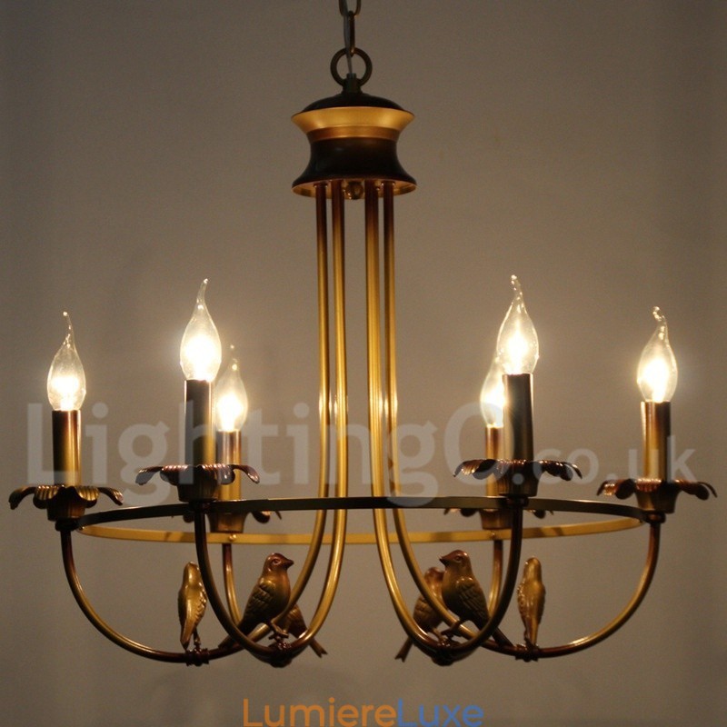 Lustre rétro à 6 lumières de style bougie