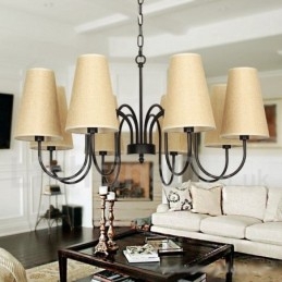 Lustre contemporain rustique de style méditerranéen à 8 lumières de style bougie