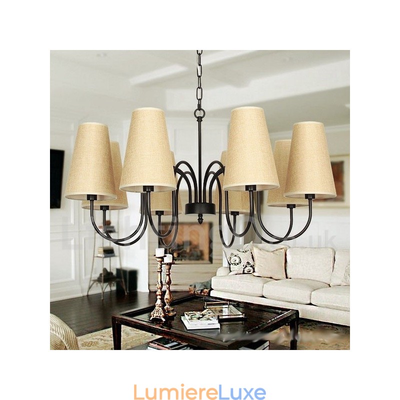 Lustre contemporain rustique de style méditerranéen à 8 lumières de style bougie