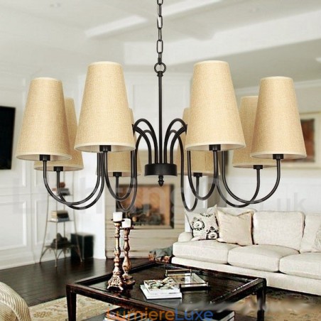 Lustre contemporain rustique de style méditerranéen à 8 lumières de style bougie