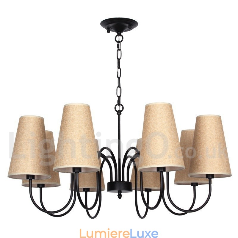 Lustre contemporain rustique de style méditerranéen à 8 lumières de style bougie