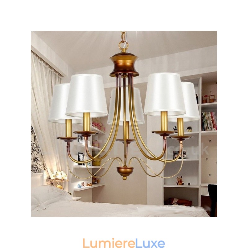 Lustre à 5 lumières de style méditerranéen rustique et contemporain moderne de style bougie