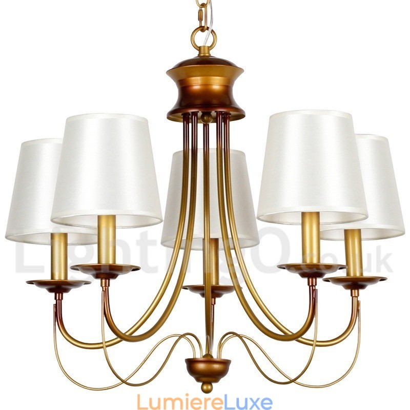 Lustre à 5 lumières de style méditerranéen rustique et contemporain moderne de style bougie
