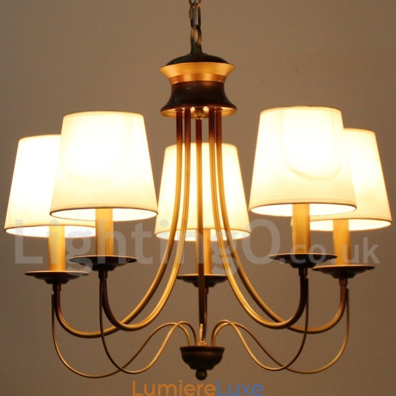 Lustre à 5 lumières de style méditerranéen rustique et contemporain moderne de style bougie