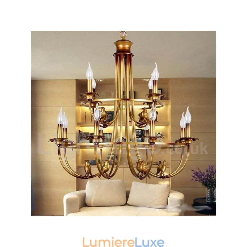 Lustre rétro à 12 lumières de style bougie