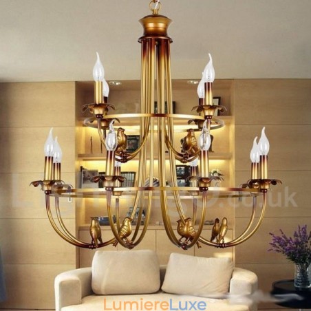 Lustre rétro à 12 lumières de style bougie