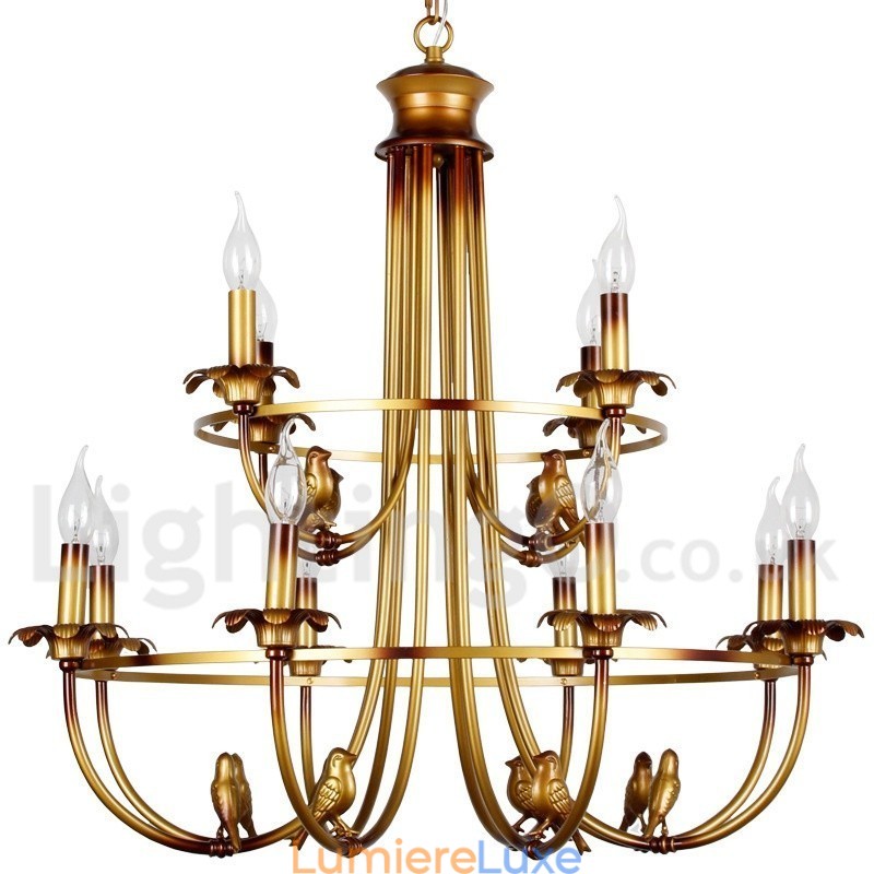 Lustre rétro à 12 lumières de style bougie