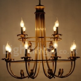 Lustre rétro à 12 lumières de style bougie