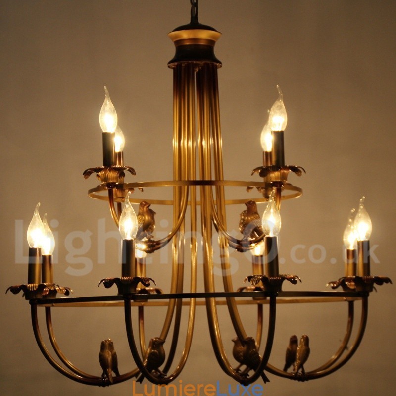 Lustre rétro à 12 lumières de style bougie